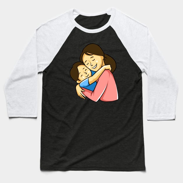 Hug Mother Baseball T-Shirt by fromherotozero